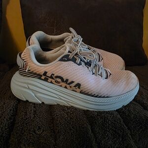 Hoka Running Shoes in Peach and White